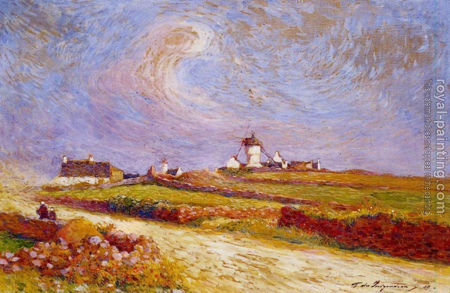 Ferdinand Loyen Du Puigaudeau : Countryside with Windmill near Batz